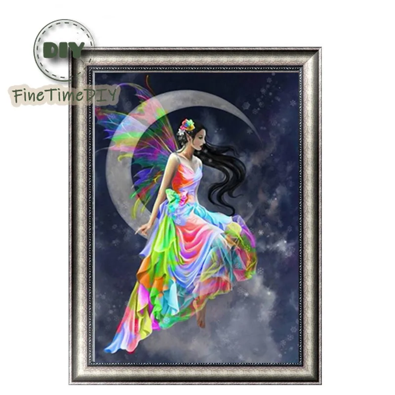 Diamond Painting Moon Fairy Embroidered 5D Diy Picture of Rhinestone Mosaic Home Decor | Дом и сад