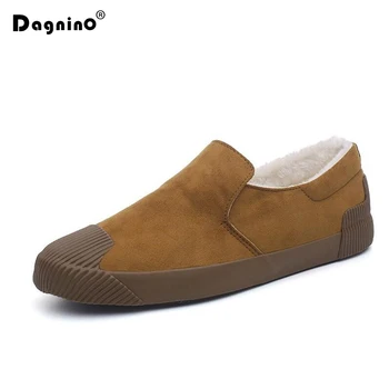

DAGNINO Fashion Winter Warm Casual Shoes Mens Lazy Plush Sneakers Outdoor Work Ankle Cotton Shoes Flats Men's Walking Snow Boots