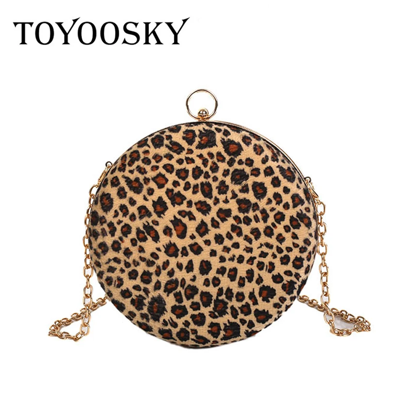 

TOYOOSKY 2018 New Fashion Women Circular bag Retro Leopard Women Handbag Round Shoulder Bag Ladies Mini Circle Crossbody Bag