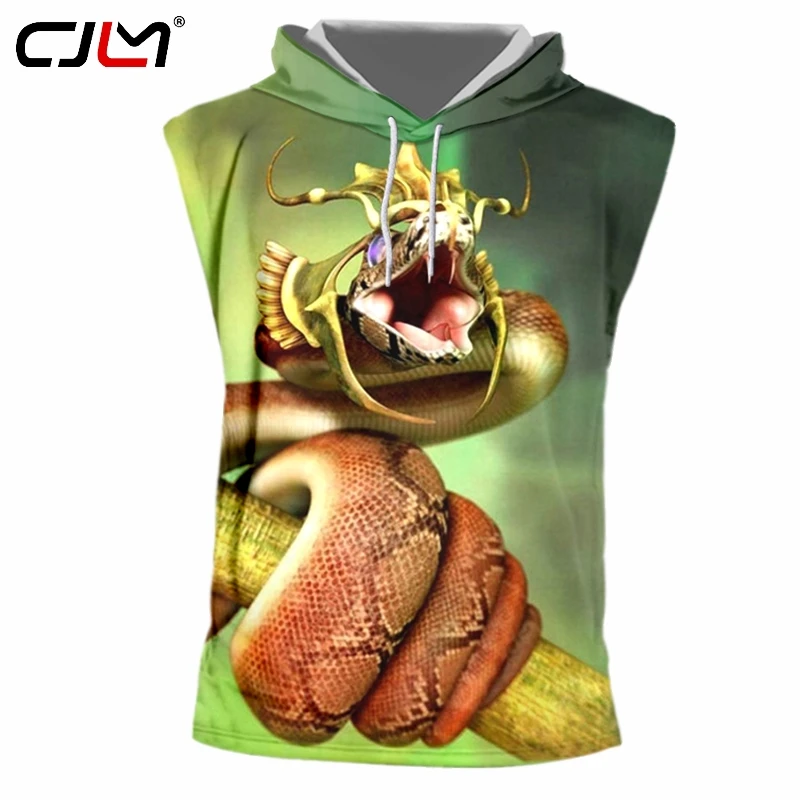 CJLM 2019 Factory Direct Supply Original Sample Design 3D Helmet Snake Print Hooded Tank Top Oversized Vest Wholesale | Мужская одежда