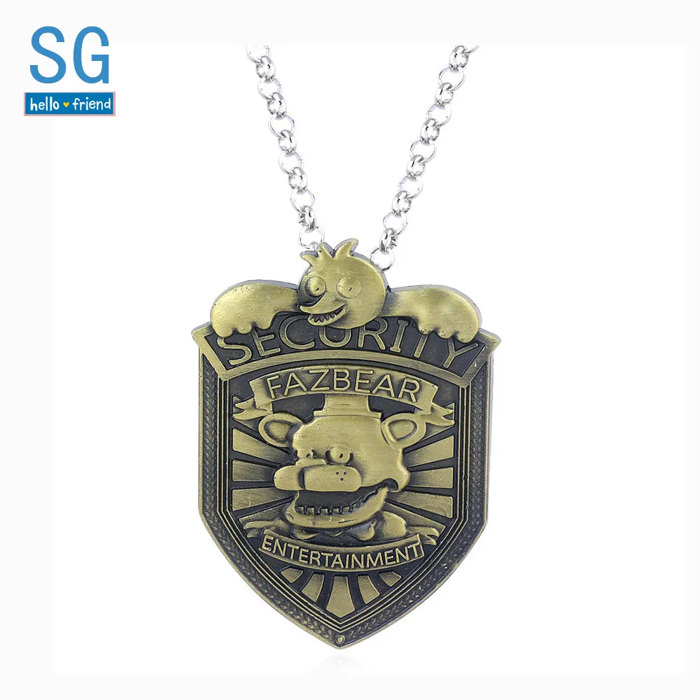 

SG Five Nights at Freddy's Necklaces High Quality Antique Bronze Freddy Shield Pendants Choker Men Game Gift Fashion Jewelry