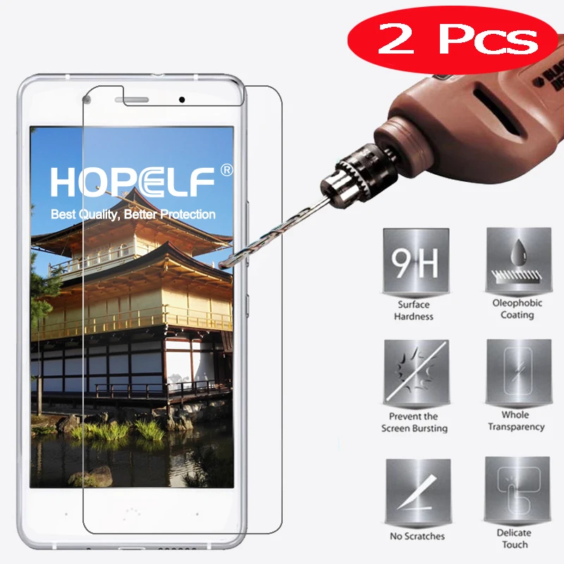 

2 Pieces HOPELF Tempered Glass for BQ Aquaris X5 Plus Screen Protector on Phone Film for BQ Aquaris X5 Plus Tempered Glass