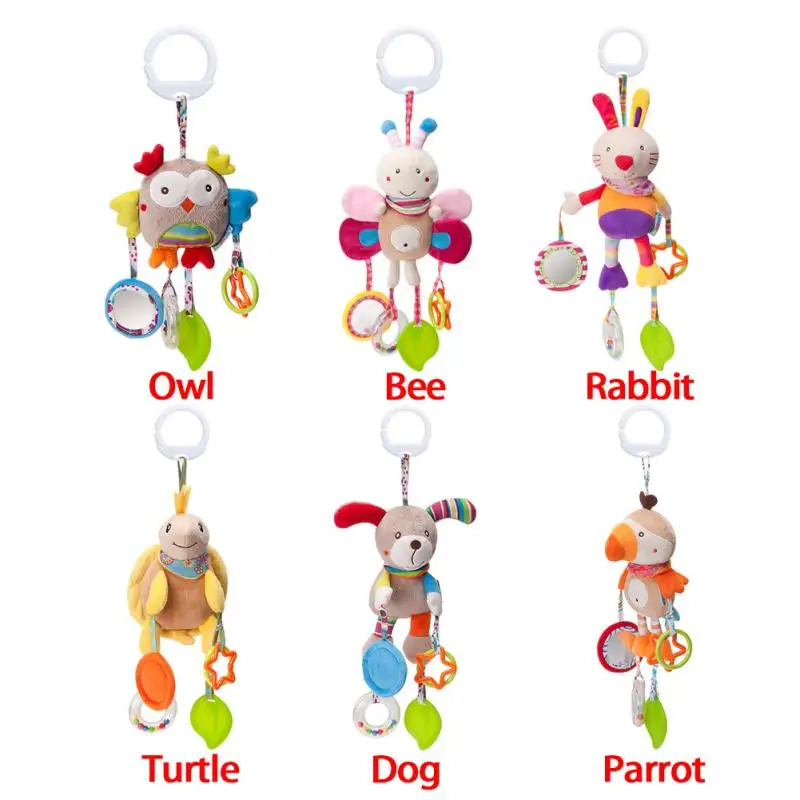 2019 Cartoon Bird Baby Bed Stroller Hanging Rattles Newborn Puppet Rabbit Teether Appease Plush Toy  BB Bell Paper Rubber Rings