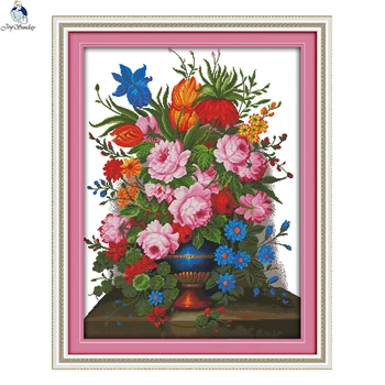 

JoySunday cross stitch kits needlework set Floral Pattern Flower basket 10 14CT 11CT cotton painting gift art factory wholesale