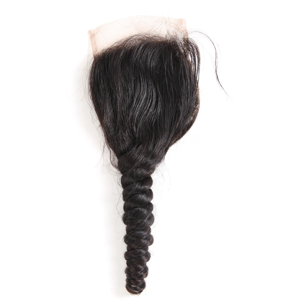 

Arabella Brazilian Human Remy Hair Weave Hair Double Loose 10-22 Inch 4*4 Lace Closure Swiss Lace 1PC/Lot Middle/Free/Three Part