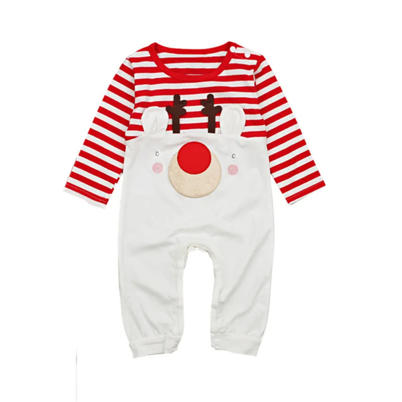 

0-24M Christmas Xmas Newborn Infant Baby Boy Girl Clothing Cute Cartoon Romper Striped Pajama Carters Outfit Children costume