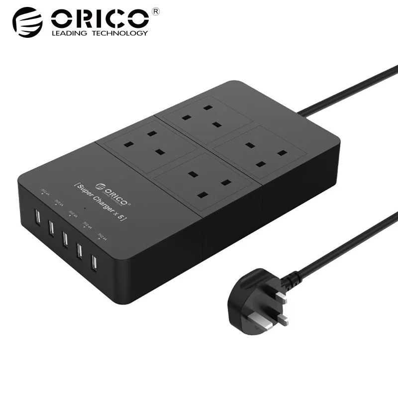 Продажа ORICO 4 розетки Стабилизатор напряжения Мощность полосы с 5V2. 4A USB супер зарядки Порты для iPhone, iPad, samsung Galaxy S6 края и более