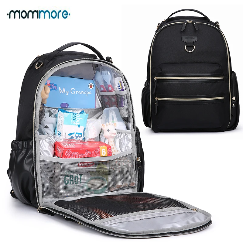 

mommore Wash-Free Diaper Bag Large Capacity Baby Nappy Bag with Changing Pad, Insulated Pockets Stroller Clips