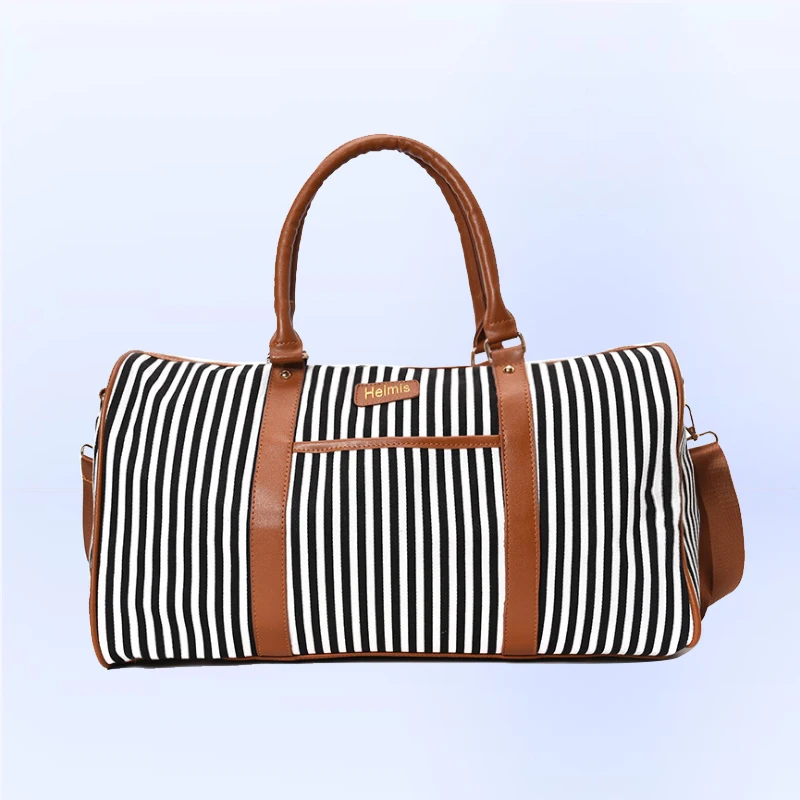 

2018 Canvas Women Travel Bag New Fashion Striped Duffel Tote Large Weekend Bag Female Packing Cubes Suitcase Shoulder Bags