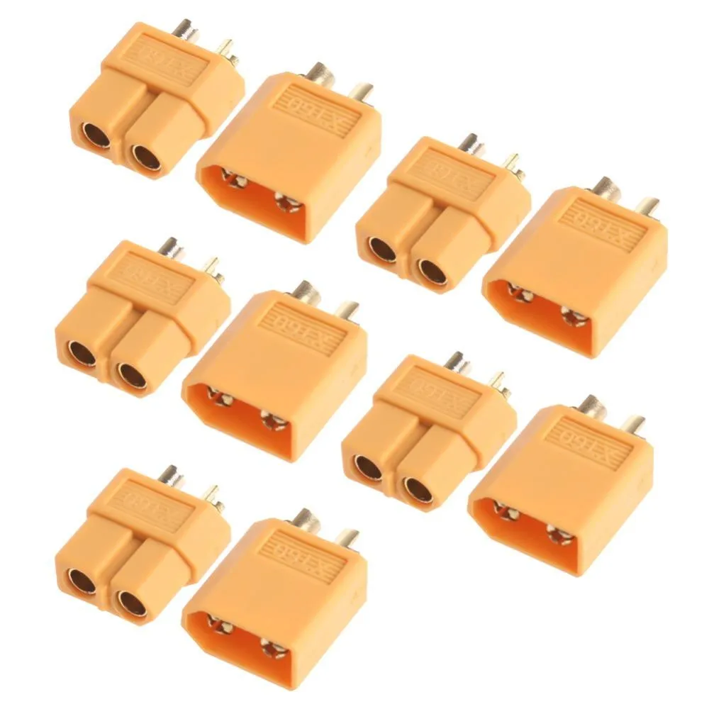 

Parts & Accs 5 pair XT60 connector Male Female Golden Nylon 200 Temperature Balance car battery connector, Drone accessories