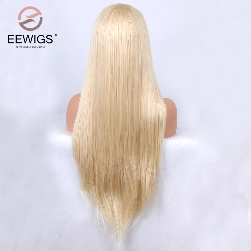 EEWIGS 180% плотность длинные прямые синтетические кружева спереди парики 26 дюймов