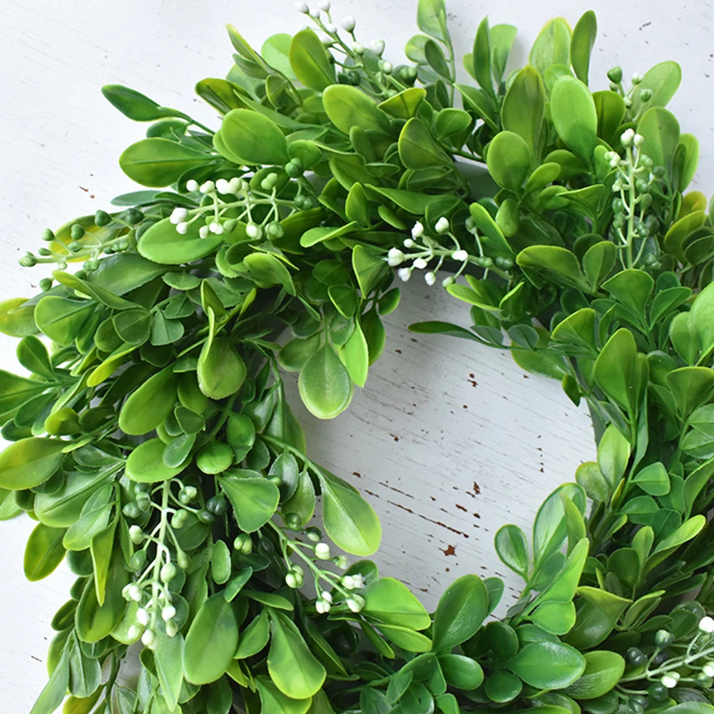 

Home Decor Lifelike Christmas Vivid Party Flowers Green Round Artificial Wreath Wedding PVC Door Hanging Window Wall
