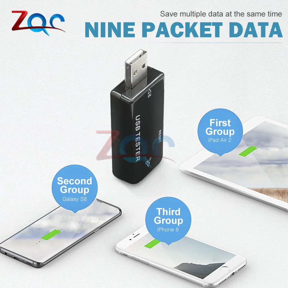 Вольтметр амперметр USB 8 в 1 QC2.0 QC3.0 4 30 электропитание измеритель напряжения тока