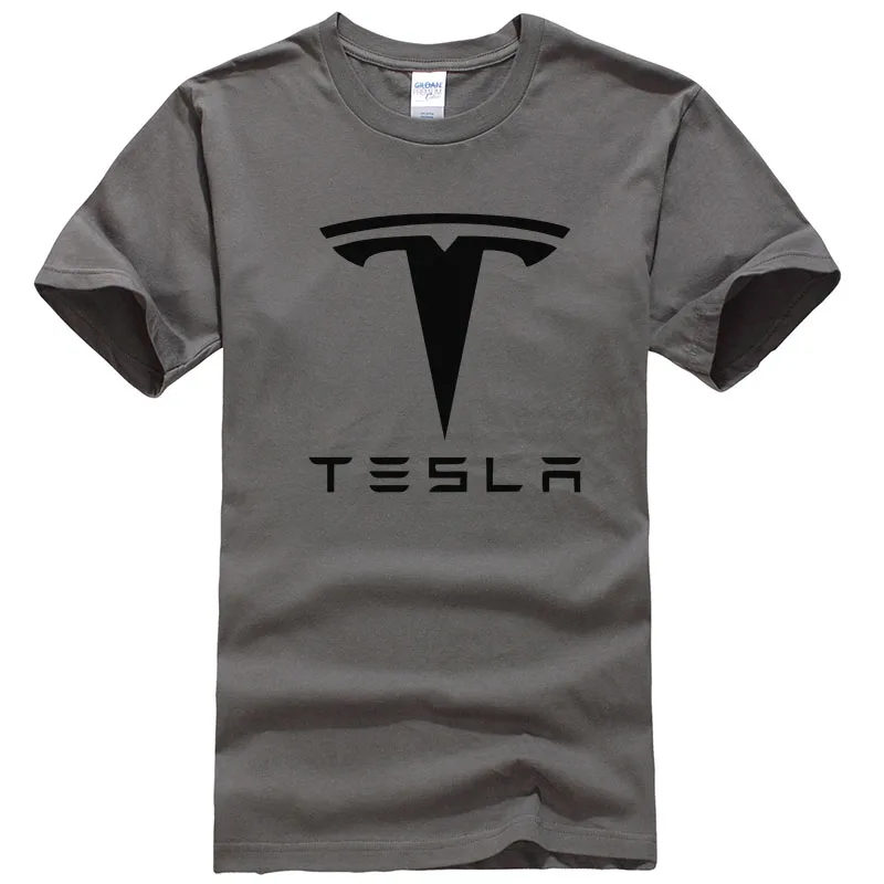 Новинка, Tesla, мужские футболки, короткий рукав, круглый вырез, с буквенным принтом, хлопок, мужские футболки, повседневная футболка для мальчиков, топы, много цветов, T134 - Цвет: Dark gray