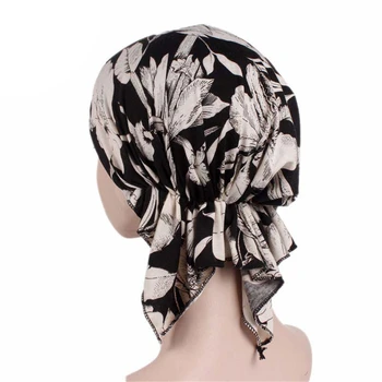 

Women Printed Stretch Turban Cap Chemo Beanie Head Scarf Bonnet Headwear Muslim Bandana Hat Ladies Wrapped Caps Headscarf