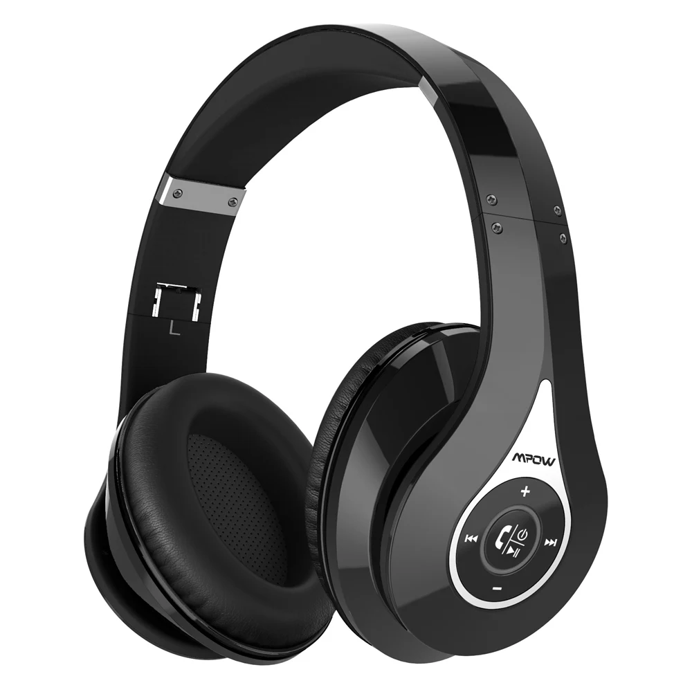 Mpow 7 цветов над ухом беспроводные Bluetooth наушники hi-fi-стереозвук шумоподавление наушники с микрофоном для iPhone XS/8/7 - Цвет: Black