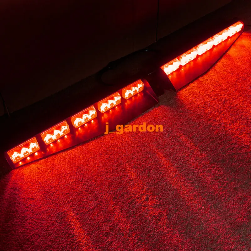 2 x 15 LED 1 Watt Red Emergency Beacon Light Bar Exclusive Split Visor Deck Dash Hazard Strobe