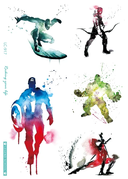 

Rocooart Cartoon Tattoo Sleeves Super Hero Flash Tatoo Body Art Taty Colorful Temporary Tattoo Stickers Cute Tatouage For Boys