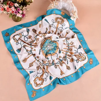 

2019 summer luxury brand silk scarf square women shawls and wraps fashion dot print office small hair neck hijabs foulard 70*70c