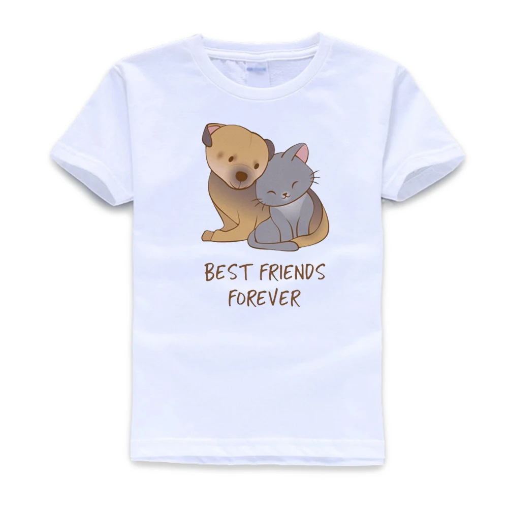 Best Friend T Shirt - Cat and Dog Kawaii Clothing / Cute Puppy Kitten Anime Graphic Tee Pet Lover Gift Idea