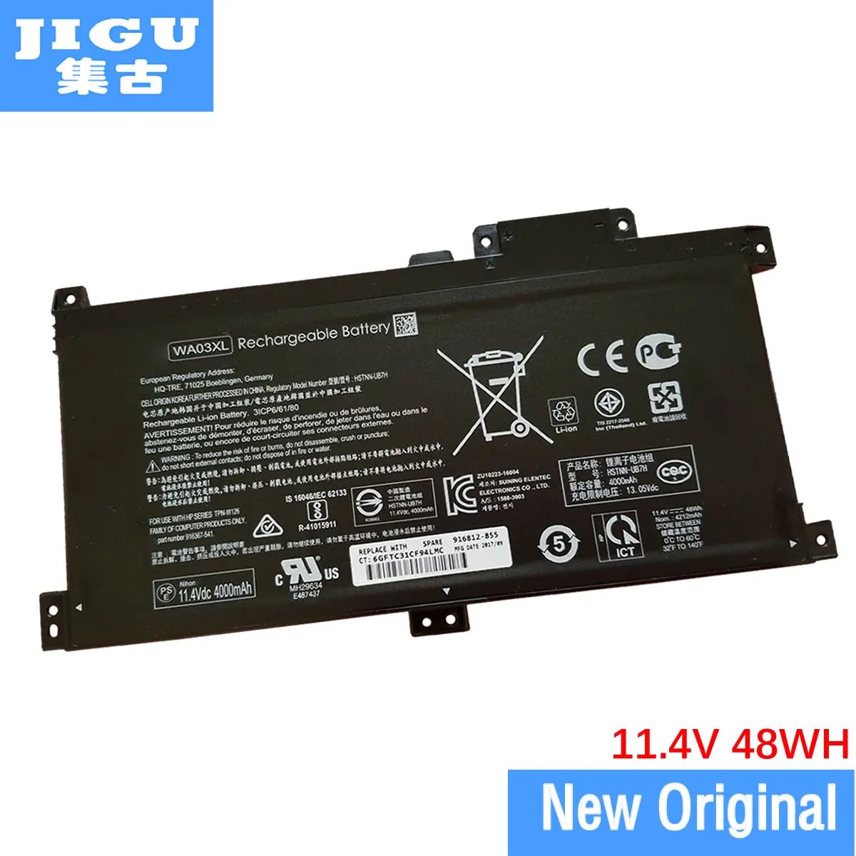 JIGU 11,4 в 48WH TPN-W126 WA03XL WAO3XL Оригинальный аккумулятор для ноутбука HP Pavilion X360 15-br000 15-BR010ND X360 15-br030ng