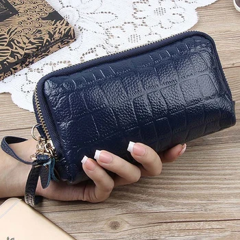 

PERDREAM Genuine Leather Woman Wallet Fashion Solid Coin Purses Casual Long Card Hodler Cowhide Leather Clutch Bag
