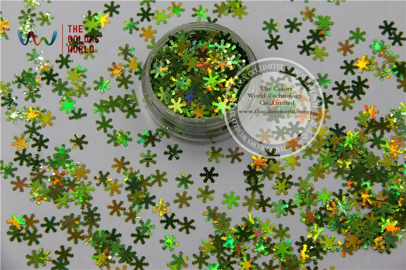 

TCA601 laser holographic Apple Green color Glitter paillette Snowflake shape 6.0mm Size spangles for Nail Art and DIY supplies