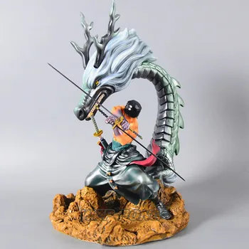 

33CM ONE PIECE Roronoa Zoro Statue Resin Azure Dragon Zoro battle Stance Model New Collection Action Figure Toys Birthday Gift