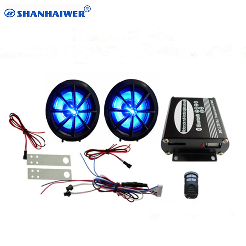 

Motorcycle Anti-theft Security Alarm System Remote Control Engine Start MP3 music player USB TF FM sound 2.5inch LED speakers