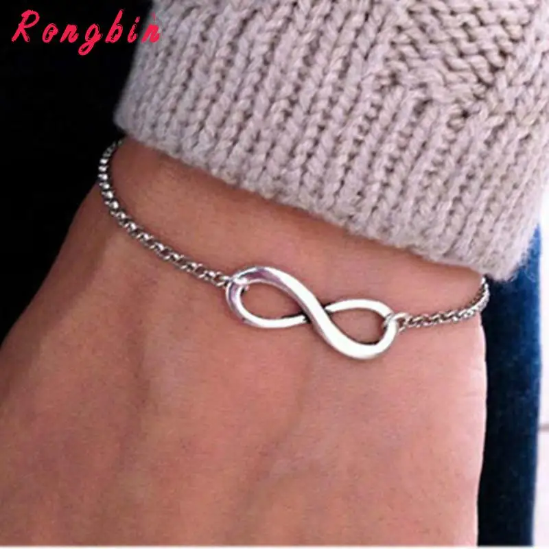 

2017 Fashion Gold Silver Chain Luck Infinite Charm Bracelet Women Bracelets For Women pulseira feminina pulsera pulseras Simple