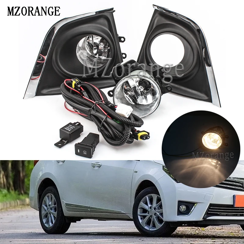 

MZORANGE For Toyota Corolla 2014 2015 Car Front Bumper Fog Driving Lights H16 Bulbs Switch Harness Fog lamp Grilles Cover