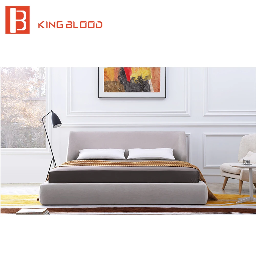 Простая тканевая кровать королевского размера в итальянском стиле|queen bed leather|italian