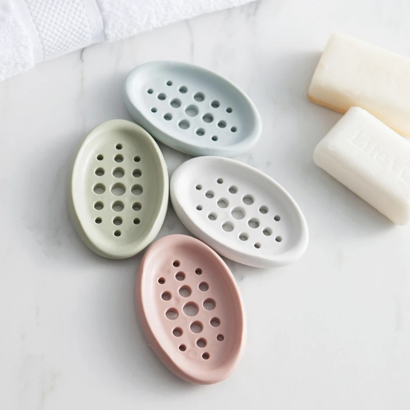 1pc Silicone Soap Dish Kitchen Bathroom Soap Box Hollow Draining Soap