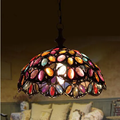 Metal Glass Tiffany LED Pendant Lights,Colorful Hanging Lamp Lamparas Colgantes For Bar Dining Room