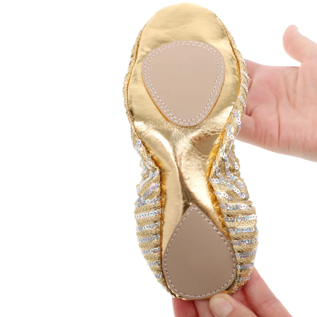 Женская обувь для танцев живота из искусственной кожи золотистого цвета; балетки; нескользящие кожаные балетки для девочек и женщин; цвет золотой