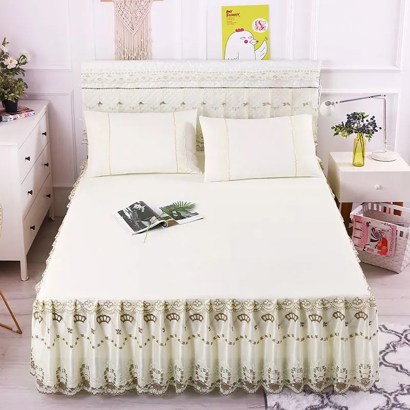 Стеганое покрывало, хлопок, постельное белье, юбка и простыня, два в ...