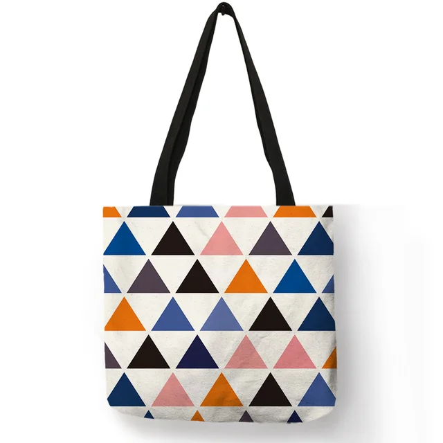 Creative Geometric Pattern Shoulder Bag Colorful Triangle Printing