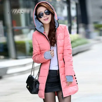 

2018 Auutmn Winter Slim Cotton Padded Jacket Women Long Sleeved Hooded Medium Long Parkas Female Plus Size 3xl Casual Coats