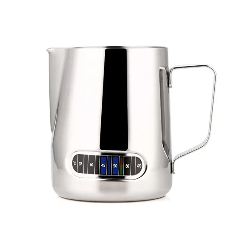 Goede Rvs Melk Opschuimen Jug Barista Koffie Pitcher met Thermometer Maken perfecte schuim voor uw Cappuccino 550 ml
