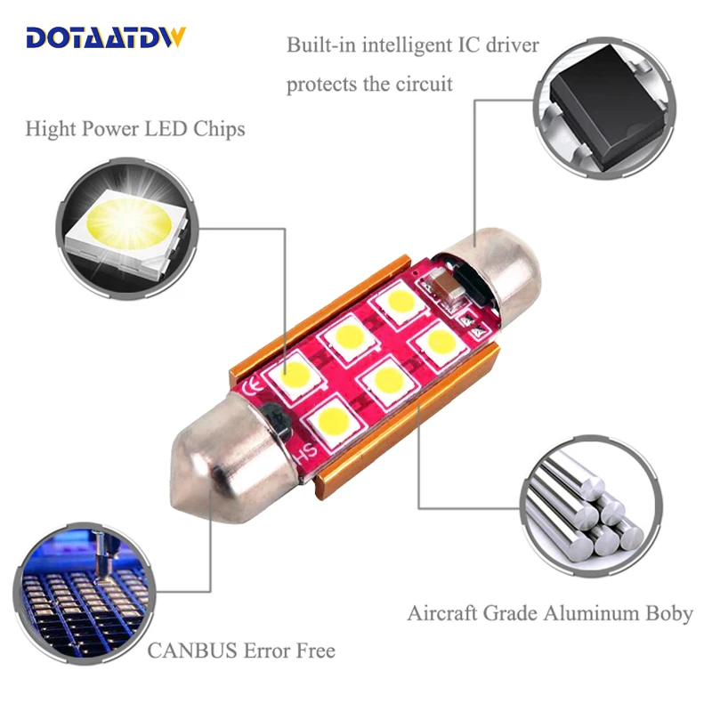 1 Автомобильный светодиодный светильник 36 мм C5W 3030 SMD 12 В номерной знак для BMW E46 E90