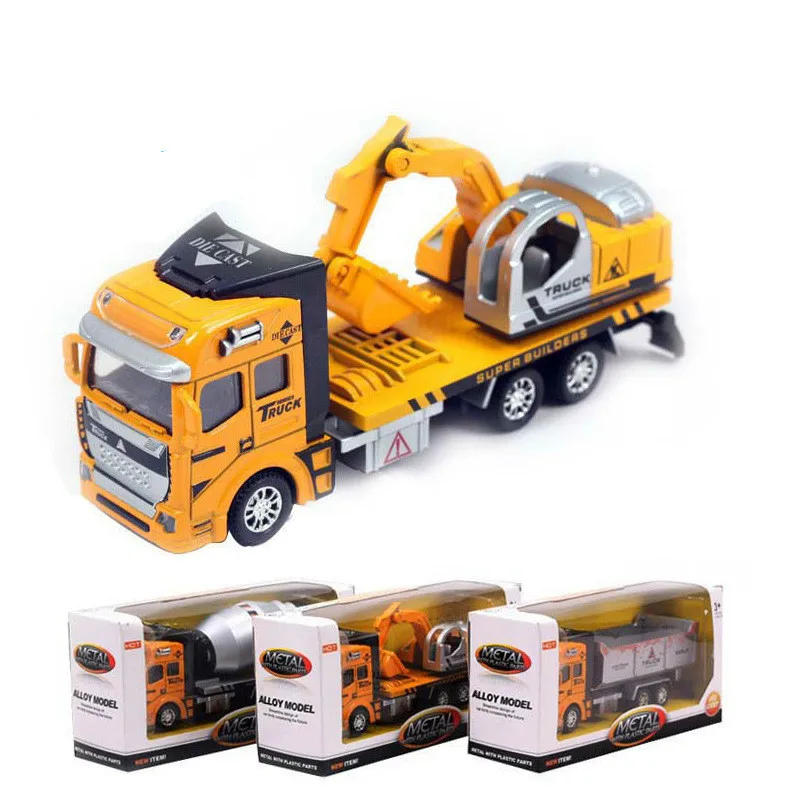 New 3 PCS 1 48 Pull Back Construction Vehicles Excavator Car Truck Metal font b Toy