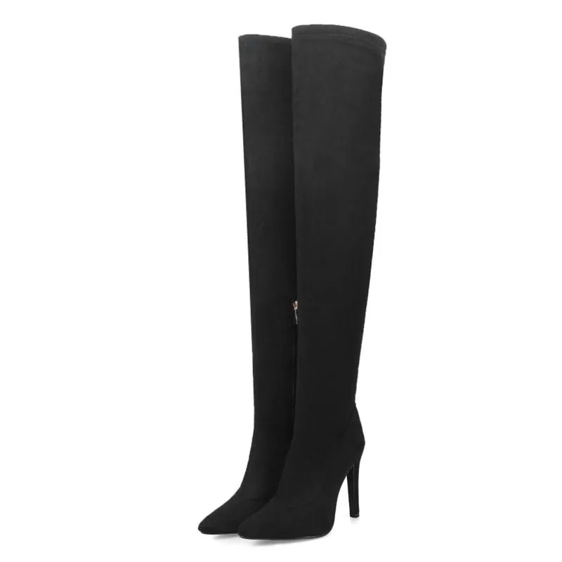 Taoffen/новые женские сапоги зимние сапоги выше колена теплая обувь на тонком высоком каблуке женские пикантные вечерние сапоги на меху обувь, размер 31-43