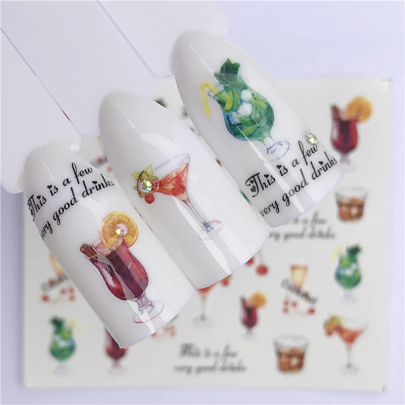 1 лист фруктовый дизайн наклейки для ногтей переводные наклейки с водой летние Арбузные татуировки слайдер цветные Советы украшения