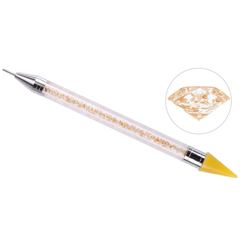 Горячая двойная ручка для дизайна ногтей хрустальные бусины ручка Стразы шпильки Пикер восковой карандаш инструмент для маникюра ногтей - Цвет: 4