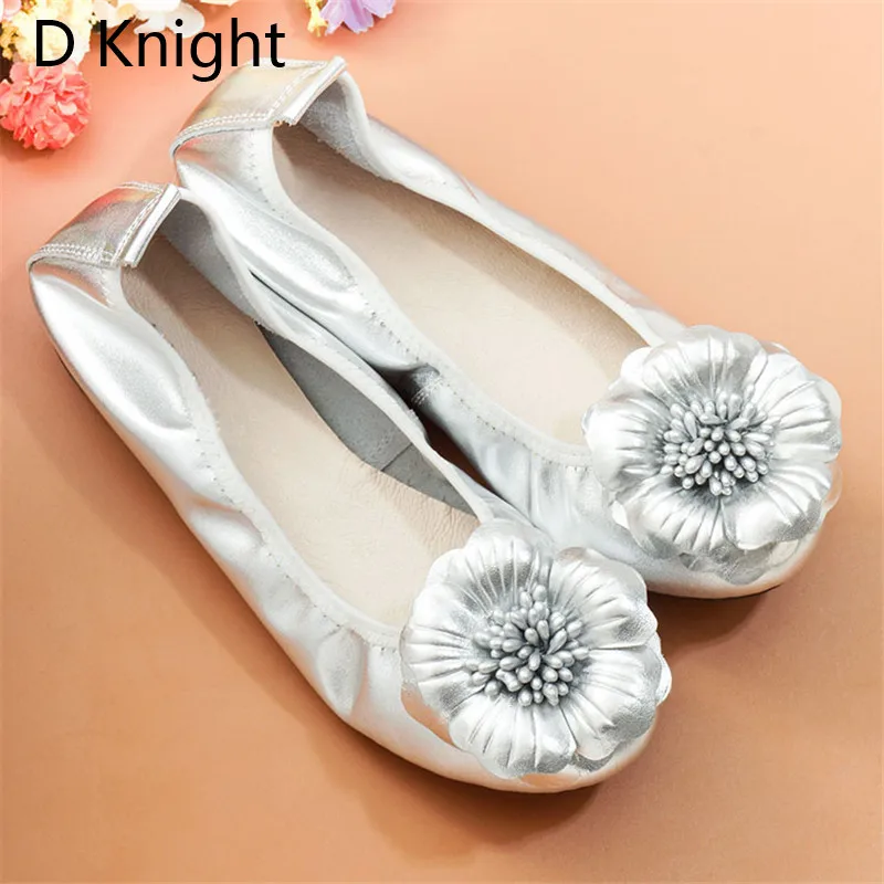 2018 Spring Women Flats Shoes Women Genuine Leather Shoes Woman Ballet Flats Flower Round Toe Loafers Slip On Ballerines Flats  (24)