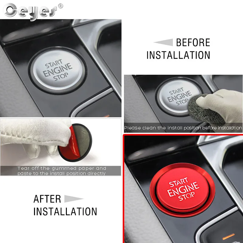 Ceyes наклейки на автомобиль кнопка запуска двигателя Стоп кольцо Стайлинг чехол для Volkswagen CC для VW Passat крышка переключателя