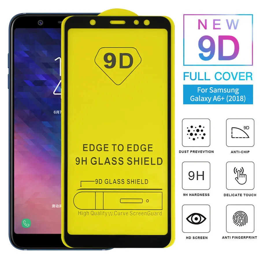 Vladimir New 9D Full Glue Tempered Glass For Samsung Galaxy A6 Plus 2018 Screen Protector Cover | Мобильные телефоны и