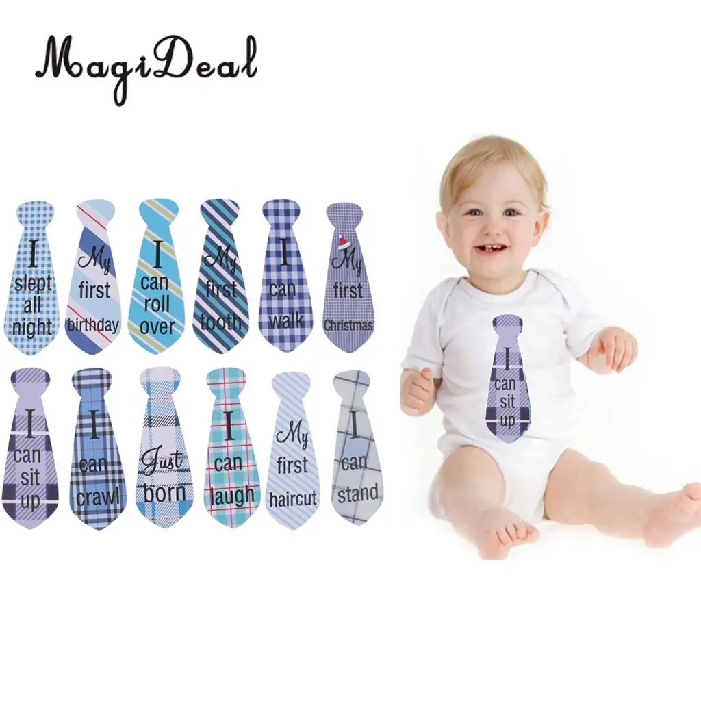 MagiDeal Baby первый год с буквенным принтом ежемесячные Галстуки знаки-наклейки Детские фото реквизит