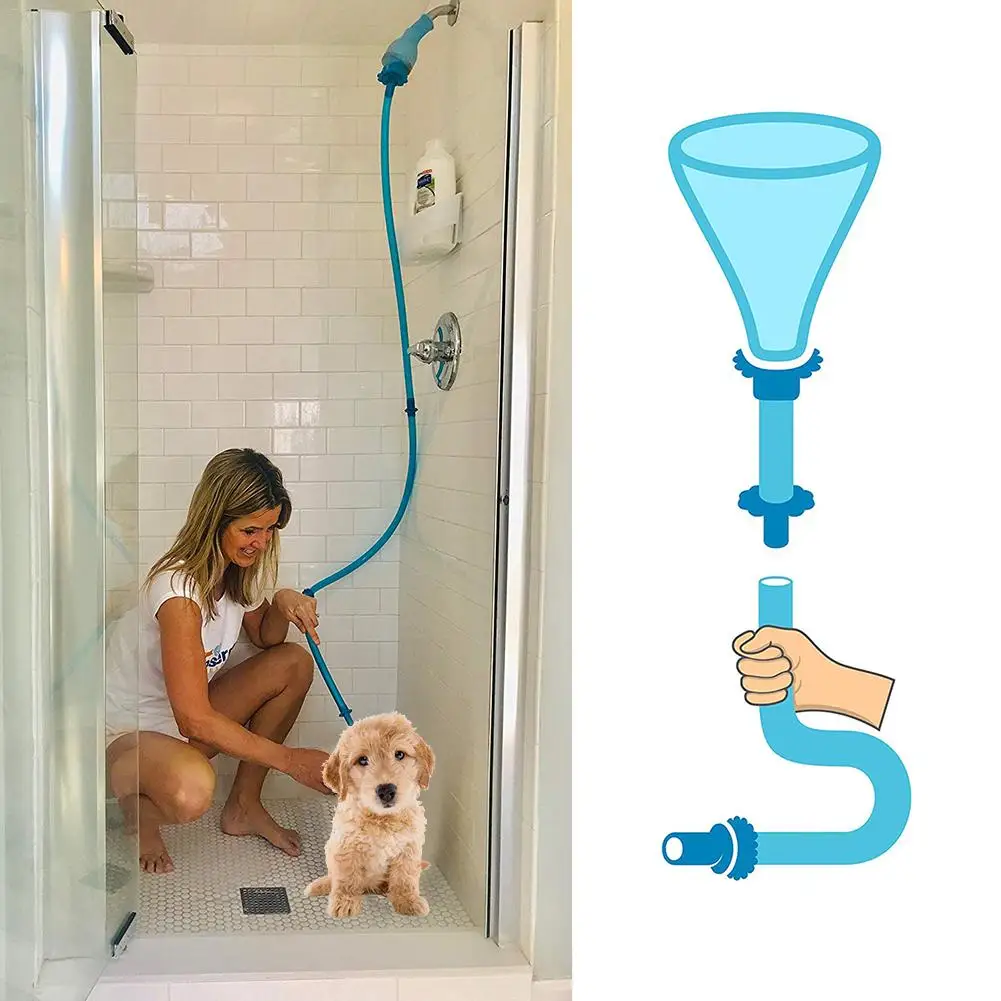 

Universal Connector Dog Wash Hose Attachment Silicone Pet Shower Sprinkler Hose For Showerhead And Sink Handheld Rinser For Dogs