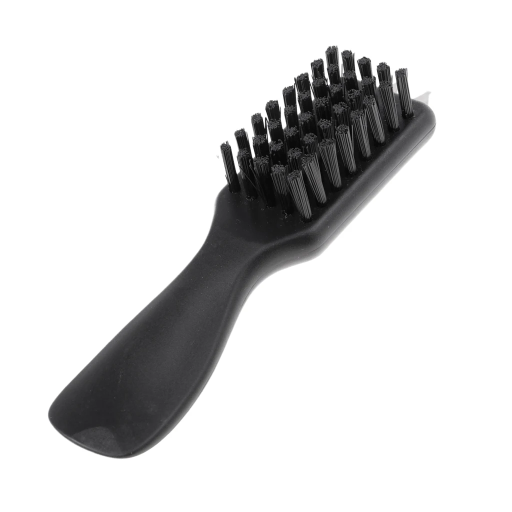 1 Pcs Portable Golf Brush Groove Cleaner Shoes Brush Cleaning Nylon Shoehorn Handle and Spike Wrench for Golfer Black